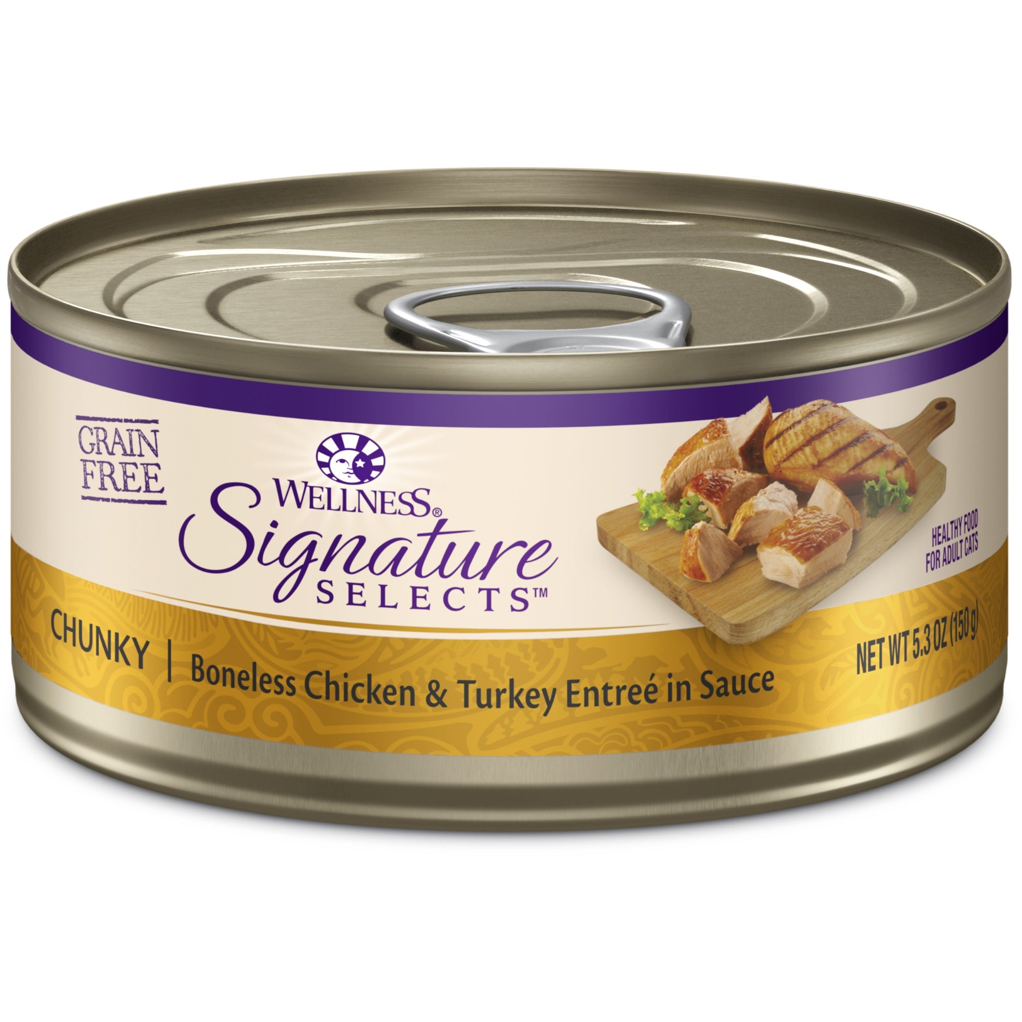 Wellness CORE Signature Selects Natural Grain Free Wet Canned Cat Food, Chunky Chicken & Turkey, 5.3-Ounce Can (Pack of 12)