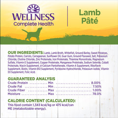 Wellness Complete Health Natural Wet Canned Dog Food, Lamb & Sweet Potato