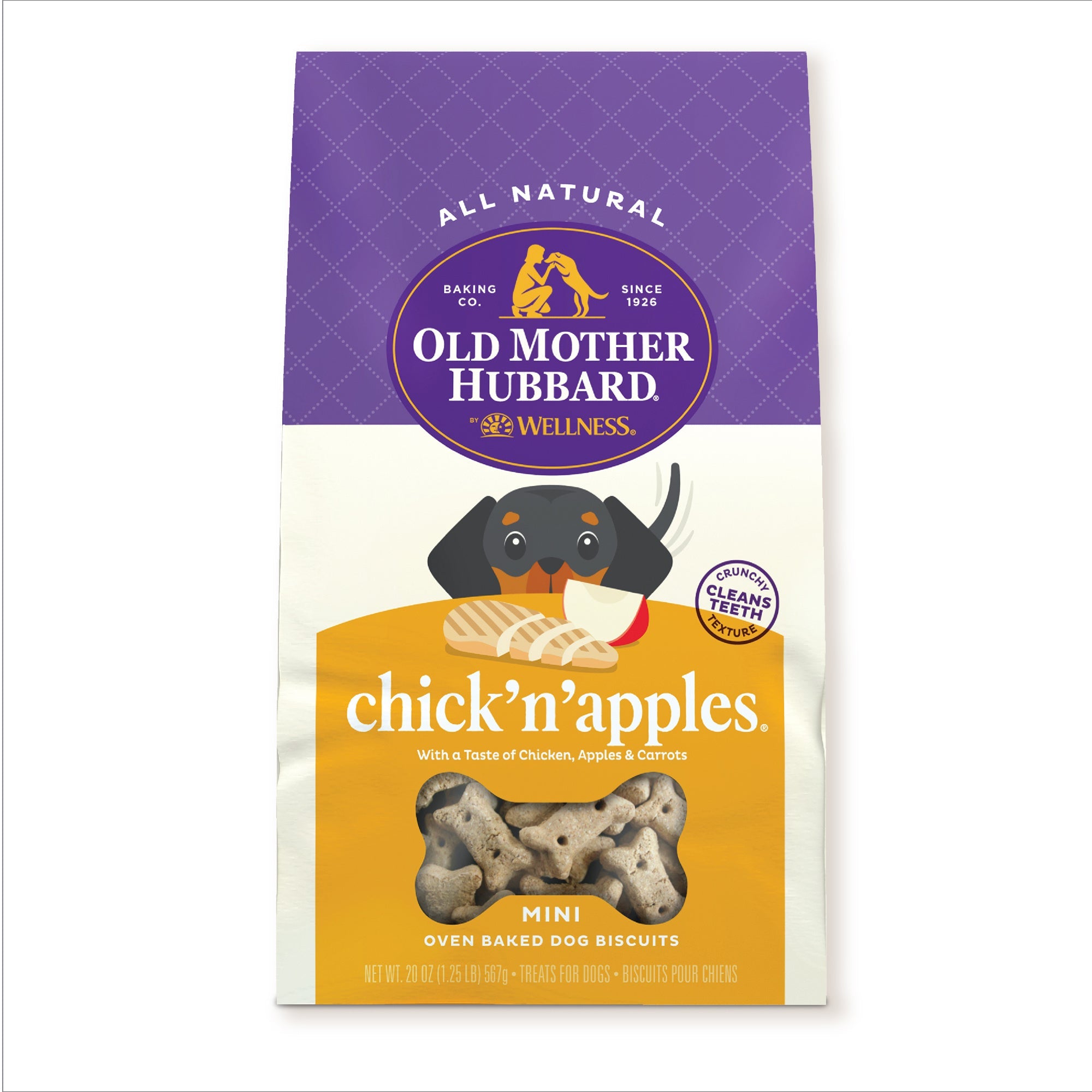 Old Mother Hubbard by Wellness Classic Chick'N'Apples Natural Mini Oven-Baked Biscuits Dog Treats, 20 Ounce Bag