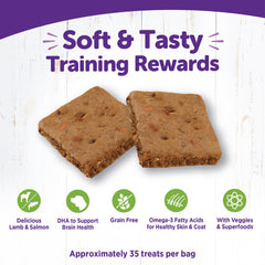 Wellness Rewarding Life Dog Treats, Natural, Training Treat, Grain Free, Soft Lamb & Salmon