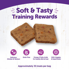 Wellness Rewarding Life Dog Treats, Natural, Training Treat, Grain Free, Soft Chicken & Venison