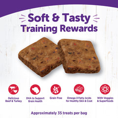 Wellness Rewarding Life Dog Treats, Natural, Training Treat, Grain Free, Soft Beef & Turkey