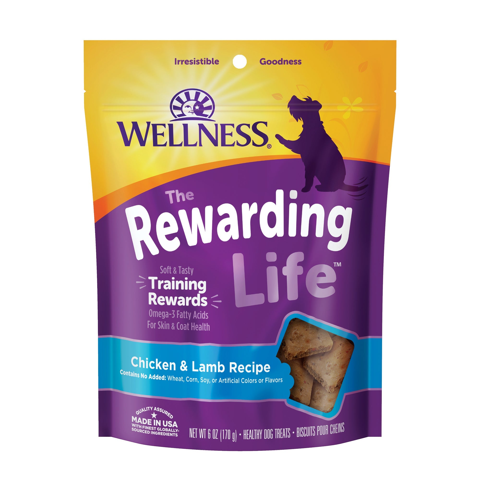 Wellness Rewarding Life Soft & Chewy Dog Treats, Grain Free, Chicken & Lamb, 6 Ounce Bag