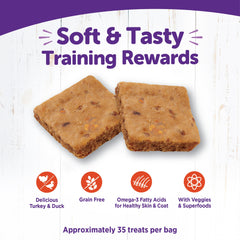 Wellness Rewarding Life Dog Treats, Natural, Training Treat, Grain Free, Soft Turkey & Duck