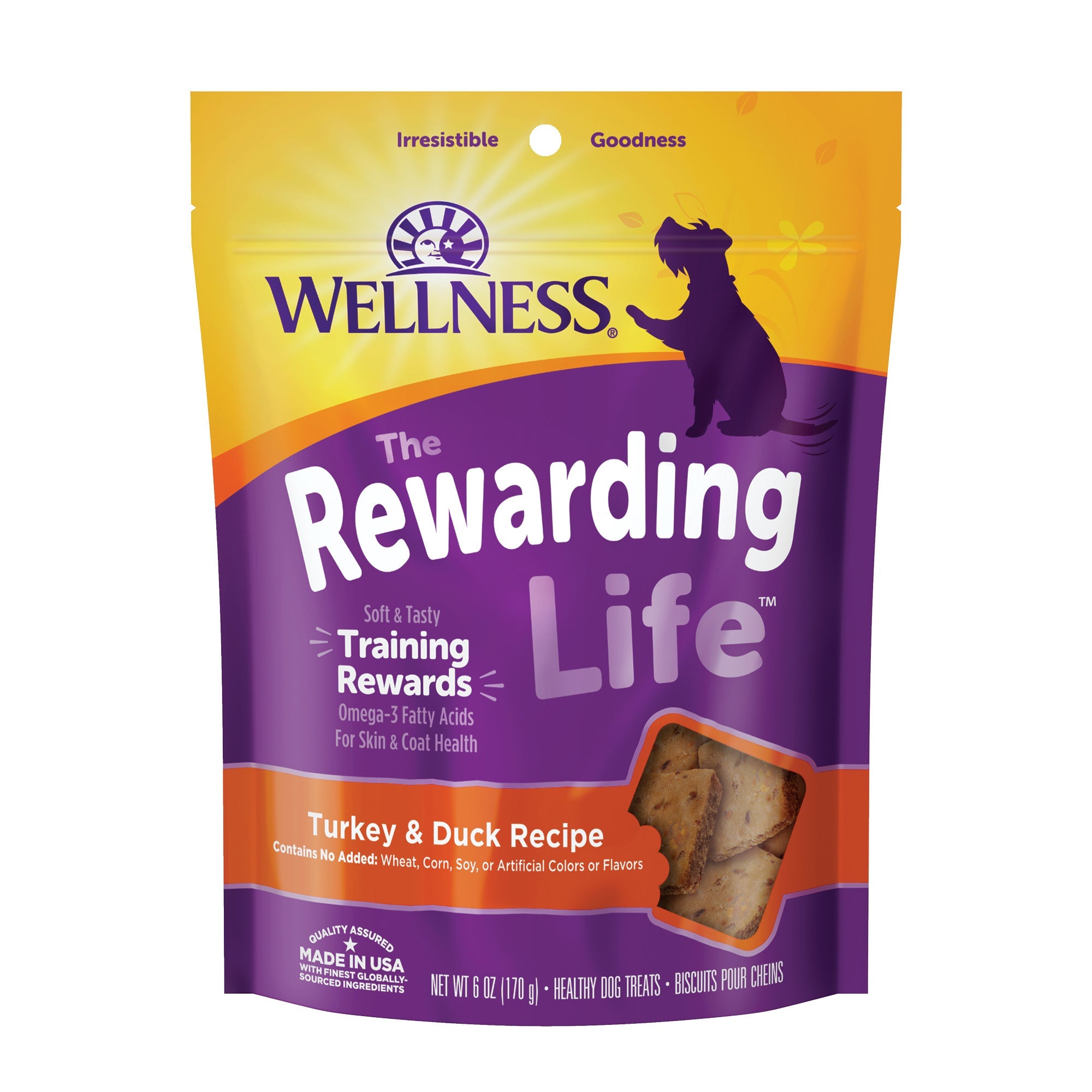 Wellness Rewarding Life Soft & Chewy Dog Treats, Grain Free, Turkey & Duck, 6 Ounce Bag