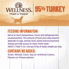 Wellness 95% Turkey Natural Wet Grain Free Canned Dog Food