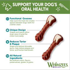 Whimzees Wellness Brushzees Dog Dental Treats, Natural Chews, Large Size Stick