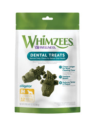 WHIMZEES by Wellness Alligator Natural Grain Free Dental Chews for Dogs, Medium Breed, 12 count