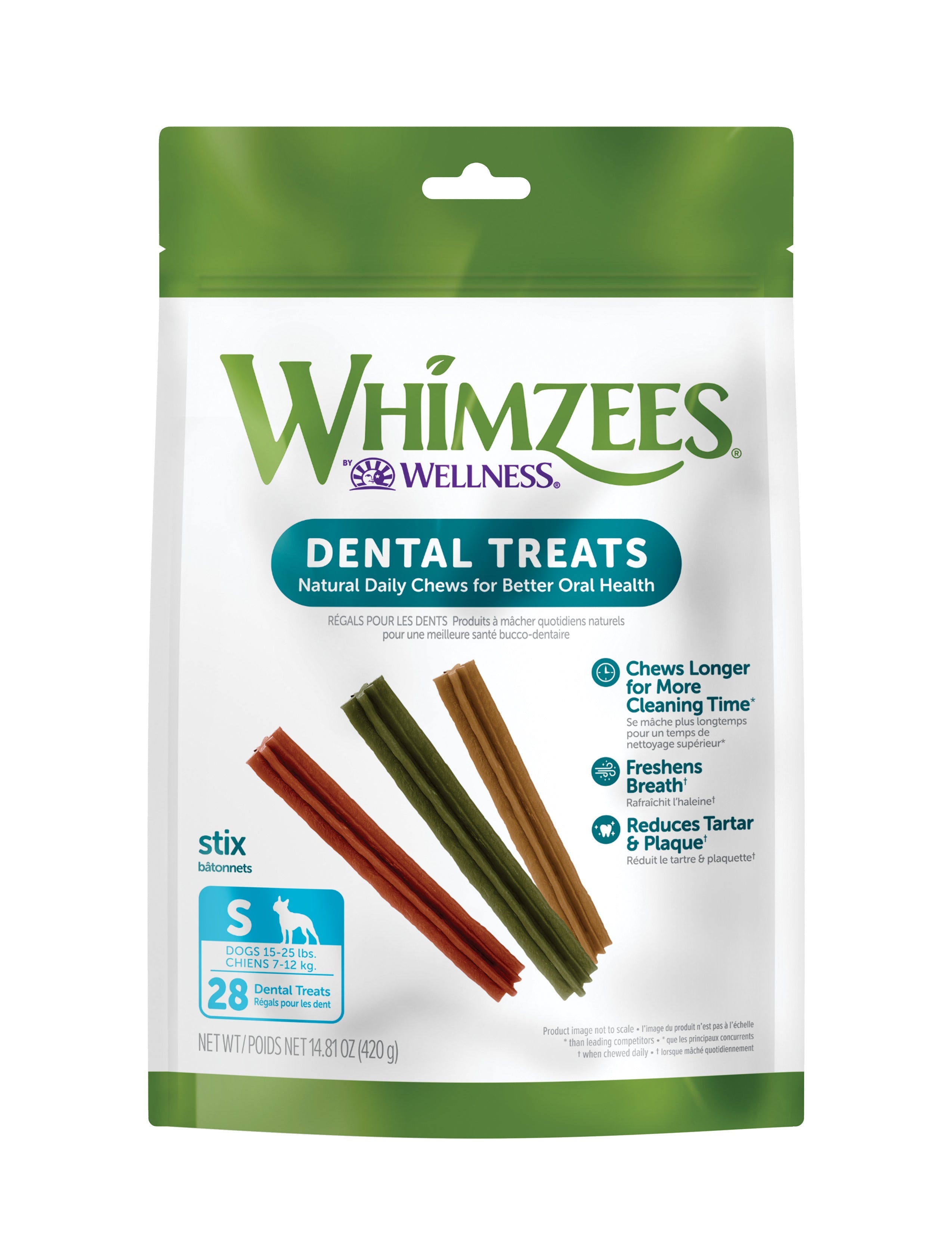 WHIMZEES by Wellness Stix Natural Grain Free Dental Chews for Dogs, Small Breed, 28 count
