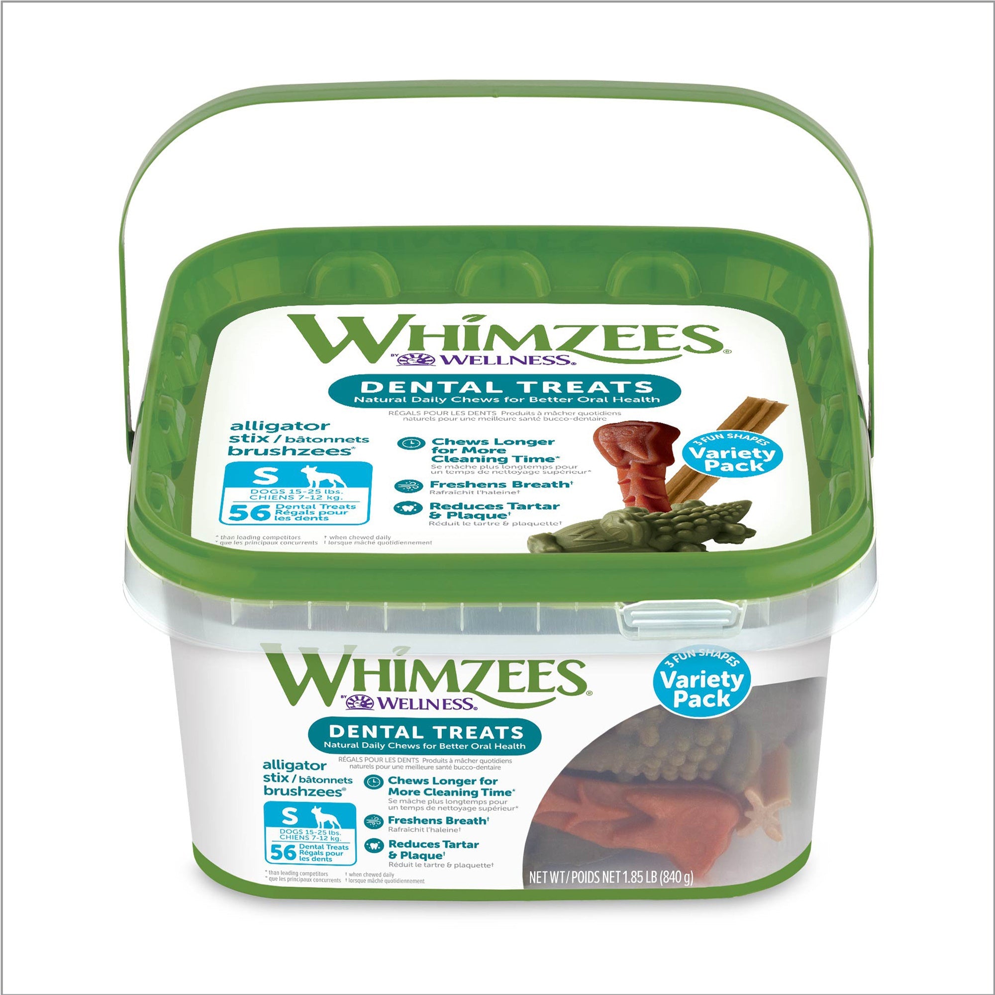 WHIMZEES by Wellness Variety Box Natural Grain Free Dental Chews for Dogs, Small Breed, 56 count