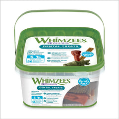 WHIMZEES by Wellness Variety Box Natural Grain Free Dental Chews for Dogs, Small Breed, 56 count