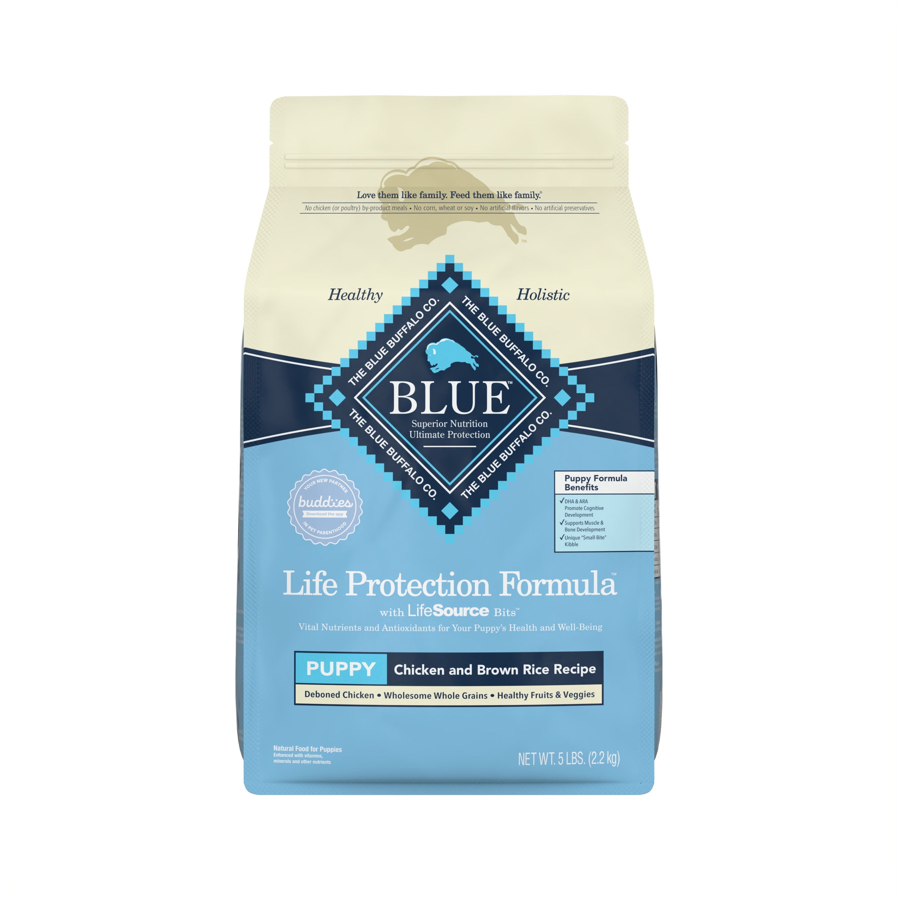 Blue Buffalo Life Protection Formula Natural Puppy Dry Dog Food, Chicken and Brown Rice 5-lb Trial Size Bag