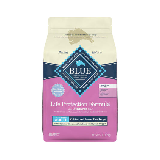 Blue Buffalo Life Protection Formula Natural Adult Small Breed Dry Dog Food, Chicken and Brown Rice 5-lb Trial Size Bag