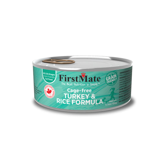 FirstMate Cage-Free Turkey with Rice Cat Food 5.5oz, 24 cans