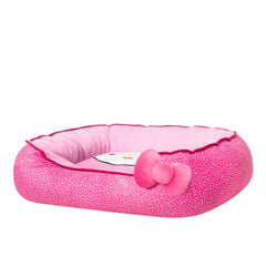 Jazwares Hello Kitty and Friends Hello Kitty Pink Bolster Pet Bed with Printed Design and Machine Washable Removable Insert