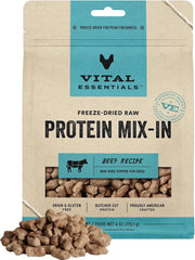 Vital Essentials Freeze Dried Raw Protein Mix-in Dog Food Topper, Beef Mini Nibs Topper for Dogs, 6 oz