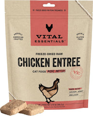 Vital Essentials Freeze Dried Raw Cat Food, Chicken Mini Patties Entree, 3.75 oz