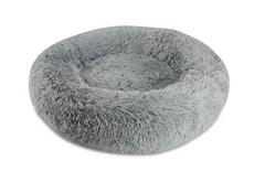 Arlee Shaggy Calming Donut Bed Grey Small 22 x 22 x 8"