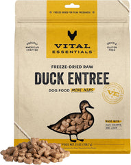 Vital Essentials Freeze Dried Raw Dog Food, Duck Mini Nibs Entree, 25 oz