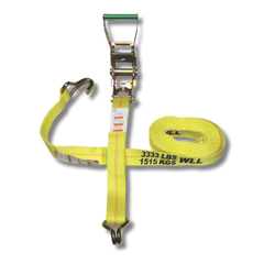 Ancra Cargo® Heavy-Duty 2" Ratchet Strap with J Hooks – 27 ft, 3,333 lbs Capacity