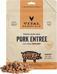 Vital Essentials Freeze Dried Raw Cat Food, Pork Mini Nibs Entree, 8 oz