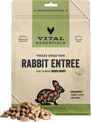 Vital Essentials Freeze Dried Raw Cat Food, Rabbit Mini Nibs Entree, 12 oz