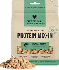 Vital Essentials Freeze Dried Raw Protein Mix-in Dog Food Topper, Salmon Mini Nibs Topper for Dogs, 6 oz