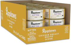 Applaws Natural Wet Kitten Food – Chicken Breast in Broth (24 x 2.47 oz Cans)