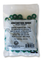 Castrating Bands – 100 Pack (Green) | High-Quality Latex Rings for Livestock