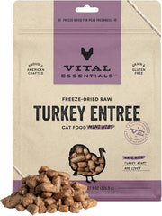 Vital Essentials Freeze Dried Raw Cat Food, Turkey Mini Nibs Entree, 8 oz