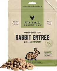 Vital Essentials Freeze Dried Raw Cat Food, Rabbit Mini Nibs Entree, 8 oz