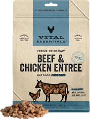 Vital Essentials Freeze Dried Raw Cat Food, Beef & Chicken Mini Nibs Entree, 12 oz