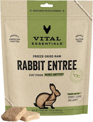 Vital Essentials Freeze Dried Raw Cat Food, Rabbit Mini Patties Entree, 3.75 oz