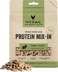 Vital Essentials Freeze Dried Raw Protein Mix-in Dog Food Topper, Rabbit Mini Nibs Topper for Dogs, 6 oz