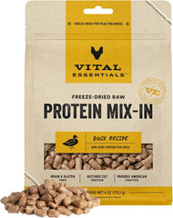 Vital Essentials Freeze Dried Raw Protein Mix-in Dog Food Topper, Duck Mini Nibs Topper for Dogs, 6 oz
