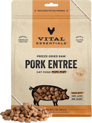 Vital Essentials Freeze Dried Raw Cat Food, Pork Mini Nibs Entree, 12 oz