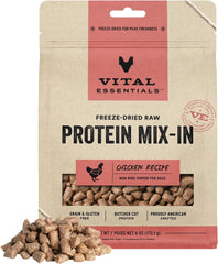 Vital Essentials Freeze Dried Raw Protein Mix-in Dog Food Topper, Chicken Mini Nibs Topper for Dogs, 6 oz