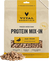 Vital Essentials Freeze Dried Raw Protein Mix-in Dog Food Topper, Duck Mini Nibs Topper for Dogs, 18 oz