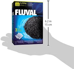 Fluval Carbon Filter Media for Aquariums, Premium Bituminous Carbon Inserts, 100-gram Nylon Bags, 3 Count (Pack of 1)