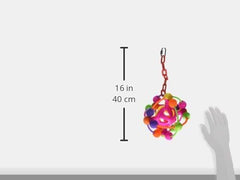 A&E CAGE COMPANY 001110 Happy Beaks Space Ball on a Chain Bird Toy Assorted, 7X14 in