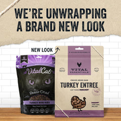 Vital Essentials Freeze Dried Raw Cat Food, Turkey Mini Nibs Entree, 12 oz