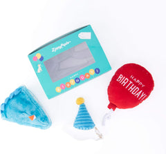 ZippyPaws - Birthday Blue Box Gift for Dogs and Puppies - 3 Pack