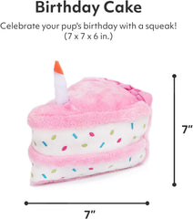 ZippyPaws Birthday Gifts for Dogs - Pink Birthday Cake Slice, Plush Squeaky Dog Toy, Dog Birthday Party Supplies for Boys & Girls