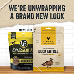 Vital Essentials Freeze Dried Raw Dog Food, Duck Mini Nibs Entree, 14 oz