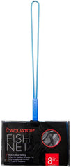 Aquatop 8-Inch Medium Mesh Aquarium Fish Net with Blue Handle - Durable & Safe for Freshwater and Saltwater Fish Tanks
