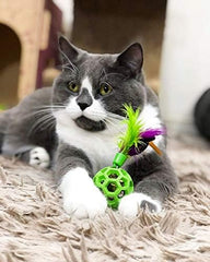 JW® Cataction Feather Ball with Bell Cat Toys Color One Size