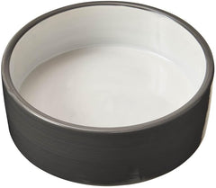 SPOT Two Tone Gray Dog Dish - Round Ceramic Food/Water Bowl for Pets, Stoneware Dish with High Walls, Ideal for Small Dogs, Cats, Reptiles, Large Birds, Dishwasher Safe