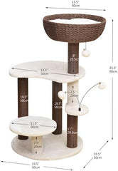 PetPals Group Quartz Handwoven Eco-Friendly Cat Tree with Paper Rope Scratching Posts, 36" H