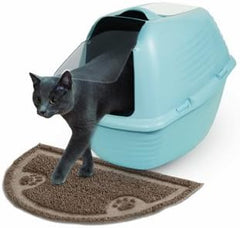 Petmate Arm & Hammer Half Circle Litter Mat, Gray, 23x14x3, Clean Floors, Waterproof, Easy Clean, Durable Litter Pad for Kitten Cat