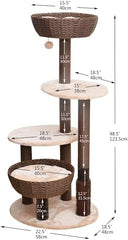 PetPals Group Pharaoh Multi-Functional Handwoven Cat Tree with Scratching Posts, 48.5" H